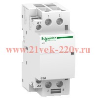 Модульный контактор iCT Acti 9 Schneider Electric 63A 2 полюса 2НО 220В/240В АС 50ГЦ 2 модуль