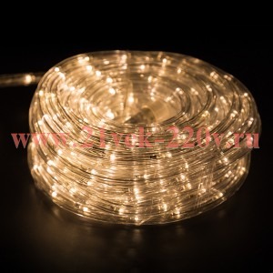 Светодиодный дюралайт 3W теплый белый 24 LED/1,6Вт/м, свечение с динамикой, D13мм, бухта 14м