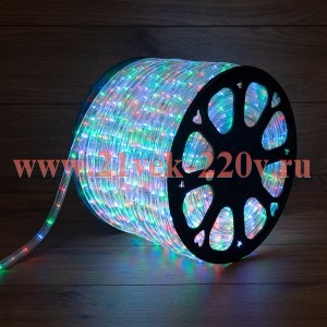 Светодиодный дюралайт 3W мульти (RYGB) 36 LED/2,4Вт/м, свечение с динамикой, D13мм, бухта 100м
