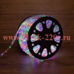 Светодиодный дюралайт 3W мульти (RYGB) 24 LED/1,6Вт/м, свечение с динамикой, D13мм, бухта 100м