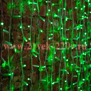 Гирлянда Светодиодный Дождь 2x1,5м 360LED зеленый IP65 постоянное свечение, белый каучук, 230В