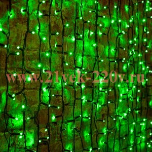 Гирлянда Светодиодный Дождь 2x1,5м 360LED зеленый IP65 постоянное свечение, черный каучук, 230В