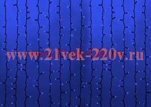 Гирлянда Светодиодный Дождь 2х6мм 1500LED синий IP65 постоянное свечение, черный каучук, 230В