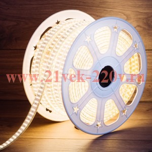 LED Лента 220В, 7.5x20мм, IP67, SMD 2835, 276 LED/м, Теплый белый, 50м