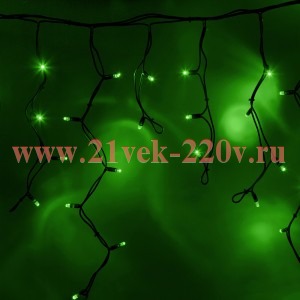 Гирлянда бахрома светодиодная 5,6x0,9м 240LED зеленый IP65 постоянное свечение, черный каучук, 230В