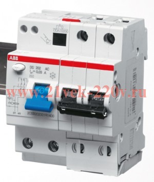 Дифференциальный автоматический выключатель 4мод. 10А 30mA 6kA(АС) ABB DS202