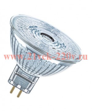Лампа светодиодная LEDS MR16 35 36° 3,8W/827 12V GU5.3 350Lm (стекло) OSRAM мягкий тёплый белый свет