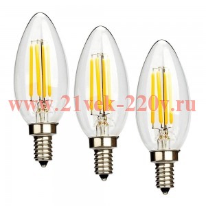 Лампа филаментная светодиодная свеча Osram LED SCL B 75 6W/840 230V CL E14 800lm Filament