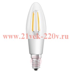 Лампа филаментная светодиодная свеча Osram LED SCL B 60 DIM 5W/840 230V CL E14 520lm Filament