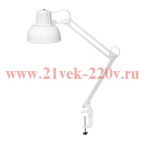 Настольный светильник Бета-К НДБ37-60-159 на металл. струбцине (60Вт, ЛОН/LED Е27) без лампы, белый