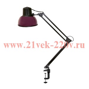 Настольный светильник Бета-К НДБ37-60-159 на металл. струбцине (ЛОН / LED Е27) без лампы, фиолетовый