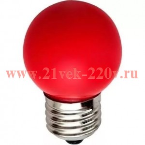 Лампа светодиодная шарик Foton 1W 230V E27 5LED красный