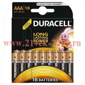 Батарейка AAA Duracell LR03 BASIC MN2400 (упаковка 18шт) 107557