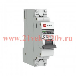 Автоматический выключатель 1P 6А (C) 4,5kA ВА 47-63 EKF PROxima (автомат)