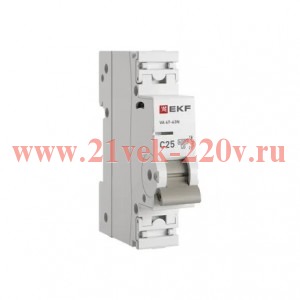 Выключатель автоматический 1п 25А (C) 6кА ВА 47-63N PROxima EKF M636125C