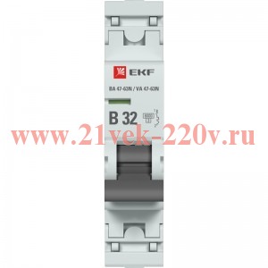 Выключатель автоматический модульный 1п В 32А 4.5kA ВА 47-63N PROxima EKF M634132B