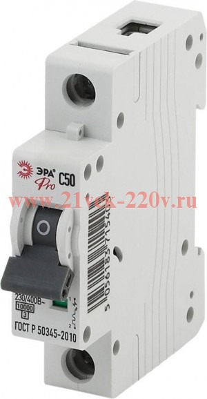 Выключатель автоматический модульный 1п C 50А ВА47-100 Pro NO-901-34 ЭРА Б0031795