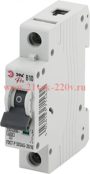 Выключатель автоматический модульный 1п B 10А ВА47-63 Pro NO-901-56 ЭРА Б0031828