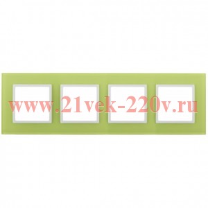 Рамка на 4 поста стекло Эра Elegance лайм+белый 14-5104-26