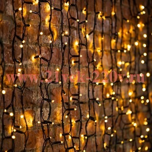 Гирлянда Светодиодный Дождь 2x1,5м 360LED тепло-белый IP65 постоянное свечение, черный каучук, 230В
