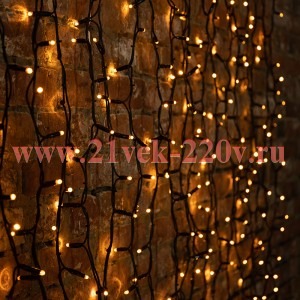 Гирлянда Светодиодный Дождь 2x1,5м 360LED желтый IP65 постоянное свечение, черный каучук, 230В