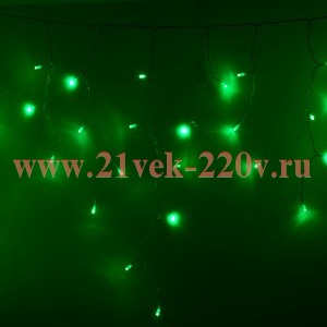 Гирлянда бахрома светодиодная 4,8х0,6м 176LED зеленый IP44, постоянное свечение,прозрачный провод