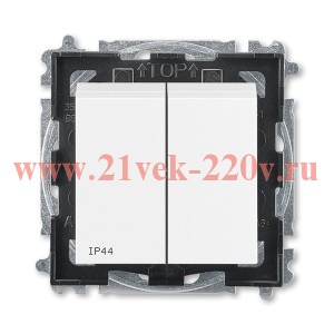 Выключатель двухклавишный ABB Levit IP44 белый / белый (3559H-A05940 03)