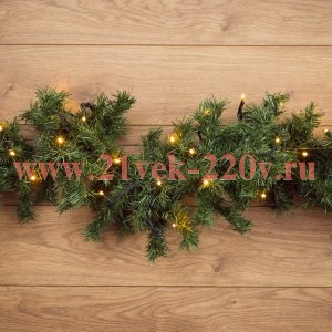 Еловый шлейф искуственный 2,7 м Теплое белое свечение
