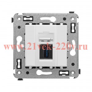 USB 3.0 розетка одинарная в стену, тип А-А DKC Avanti, белое облако