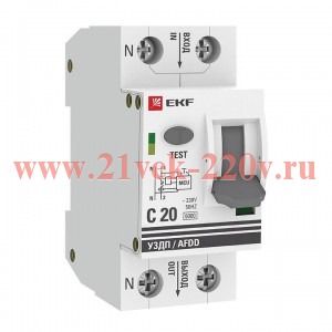 Устройство защиты от дугового пробоя 1P+N C 20А 6кА УЗДП PROxima EKF afdd-2-20C-pro