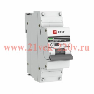 Автоматический выключатель 1P 100А (C) 10kA ВА 47-100 EKF PROxima