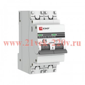 Выключатель автоматический 2п C 1А 6кА ВА 47-63 DC PROxima EKF mcb4763-DC-2-01C-pro