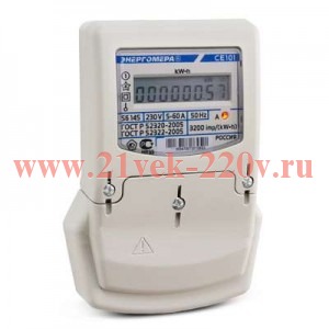 Счетчик электроэнергии Энергомера CE101 S6 145 230В 5-60А; кт 1,0; ЖКИ; на 3 винта