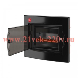 Щиток встраиваемый с дверцей 8 мод. IP41 с клеммным блоком 63А черн. DKC RB08B4TBD