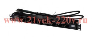 ITK PDU 8 розеток C13 с LED выкл,1U, шнур 2м вилка нем.ст