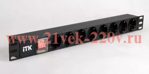 ITK PDU 6 роз. нем.ст. с выкл 1U каб. 2м вилка нем.ст ПВХ чер