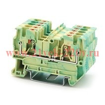 Клемма заземления зажим push-in 2 точки подключения 4кв.мм DKC VPR-4-PE-YG