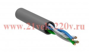 Кабель связи витая пара U/UTP 5E 2х2х0.52 LSZH сер. (уп.305м) РФ/С ITK LC1-C5E02-121-S-P-R