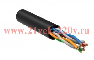 Кабель связи витая пара U/UTP 5E 4х2х24AWG LDPE черн. (уп.305м) РФ/С ITK LC3-C5E04-139-S-R
