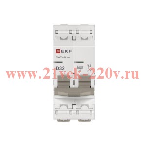 Выключатель автоматический 2п D 32А 6кА ВА 47-63N MA без теплового расцеп. PROxima EKF M63MA6232D