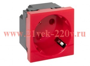 Розетка 45х45 (2 модуля) с заземл. красн. EKF E2MR16-028-70-45-SL