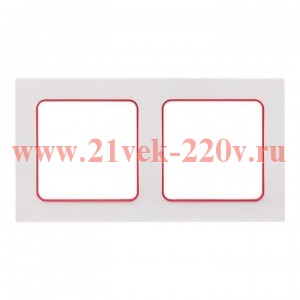 Рамка 2-м Стокгольм бел. с линией цвета красн. PROxima EKF EXM-G-305-20