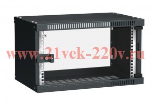 ITK Шкаф LINEA WE 6U 550x350мм дверь стекло черный