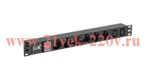 ITK PDU 6 розеток нем. ст. + 2 С13 LED 1U вх. С14 алюмин.