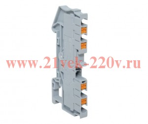 Колодка клеммная пружинная 2.5 Push-in 4 вывода сер. EKF PIT-2.5-4
