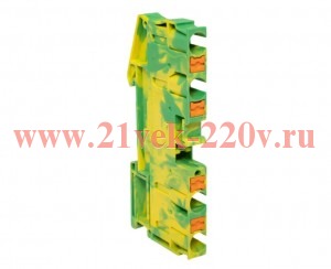 Колодка клеммная пружинная 6 Push-in 4 вывода земля EKF PIT-6-4-pe