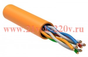 Кабель витая пара U/UTP 5E 4х2х24AWG LSZH оранж. (305м) РФ/Т ITK LC1-C5E04-127-T-R