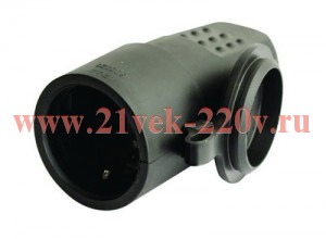 Розетка кабельная 16А IP44 2P+E 250В ввод кабеля с торца каучук черн. DKC DIS1103160