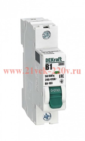 Автоматический выключатель DEKraft 1-полюсный ВА-103 В25 1Р 6кА (автомат электрический)