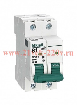 Автоматический выключатель DEKraft 2-полюсный ВА-103 В10 2Р 6кА (автомат электрический)